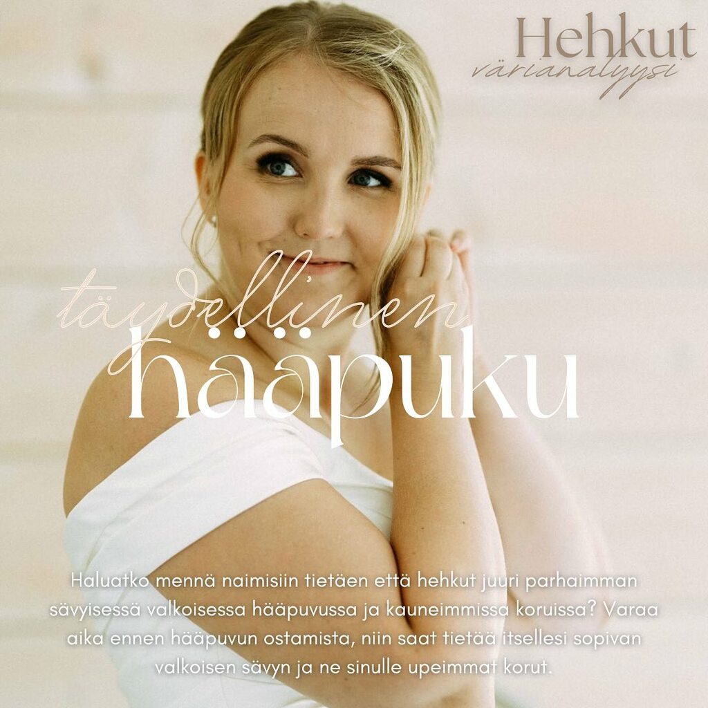 Kuvasa morsian seisoo hääpuvussaan ja upeassa meikissä, ja laittaa korvakoruaan paikoilleen valloittavasti ja unelmoiden hymyillen.